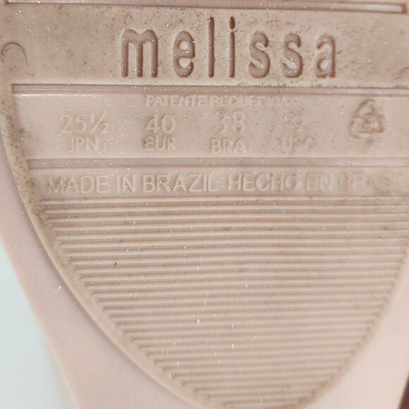 Melissa Ultragirl Sweet XVI Flats Women 9 Blush Pink Gold Accent Double Bow Peep - Picture 15 of 15